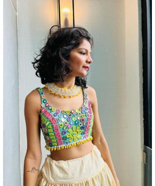 Stitched Blouse with Mirror Work