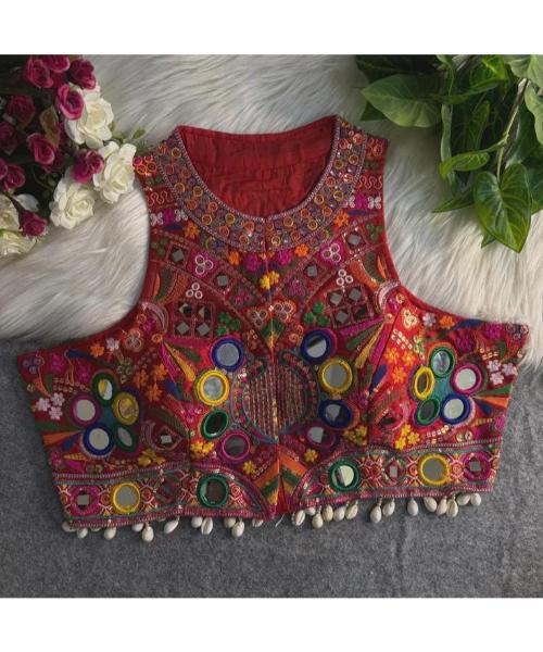 Stitched Blouse with Mirror Work