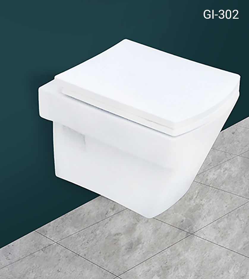 Toilet fixed to wall