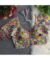 Navratri Wear Mirror Work Readymade Blouse