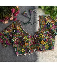 Navratri Wear Mirror Work Readymade Blouse