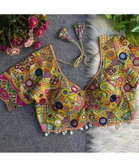 Navratri Wear Mirror Work Readymade Blouse