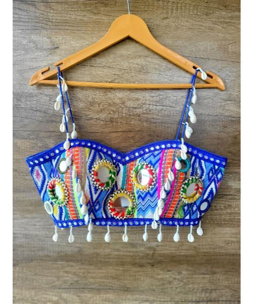 Italain Navratri Wear Mirror Work Readymade Blouse