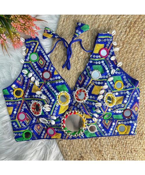 Italain Navratri Wear Mirror Work Readymade Blouse