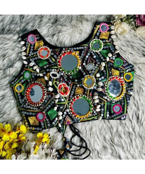 Italain Navratri Wear Mirror Work Readymade Blouse
