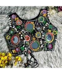 Italain Navratri Wear Mirror Work Readymade Blouse