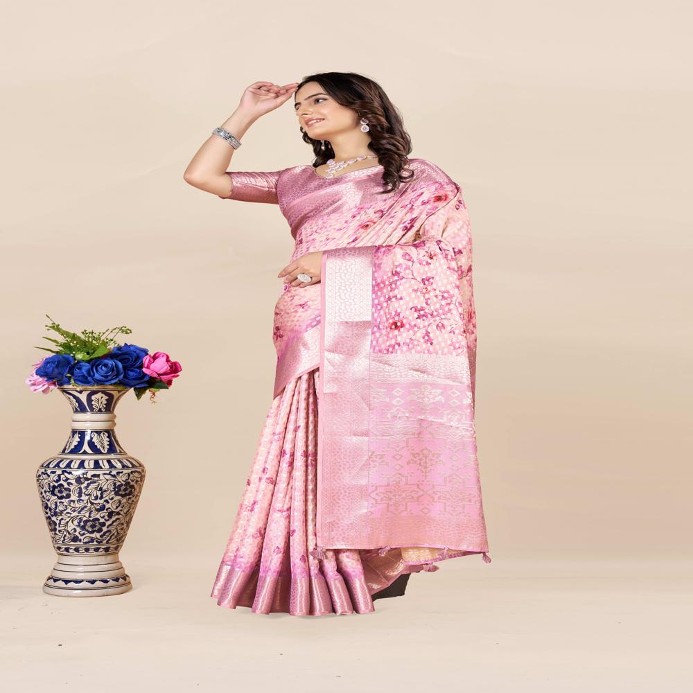 Floral Woven Design Zari Saree