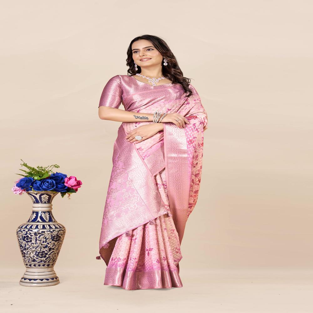 Floral Woven Design Zari Saree