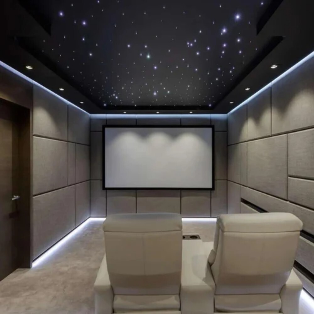 Home Theater Designing Service - Leather Seating, Variable Room Size, Led Lighting, Custom Acoustic Treatment | Full Service Audio-visual Integration, Personalized Room Layout