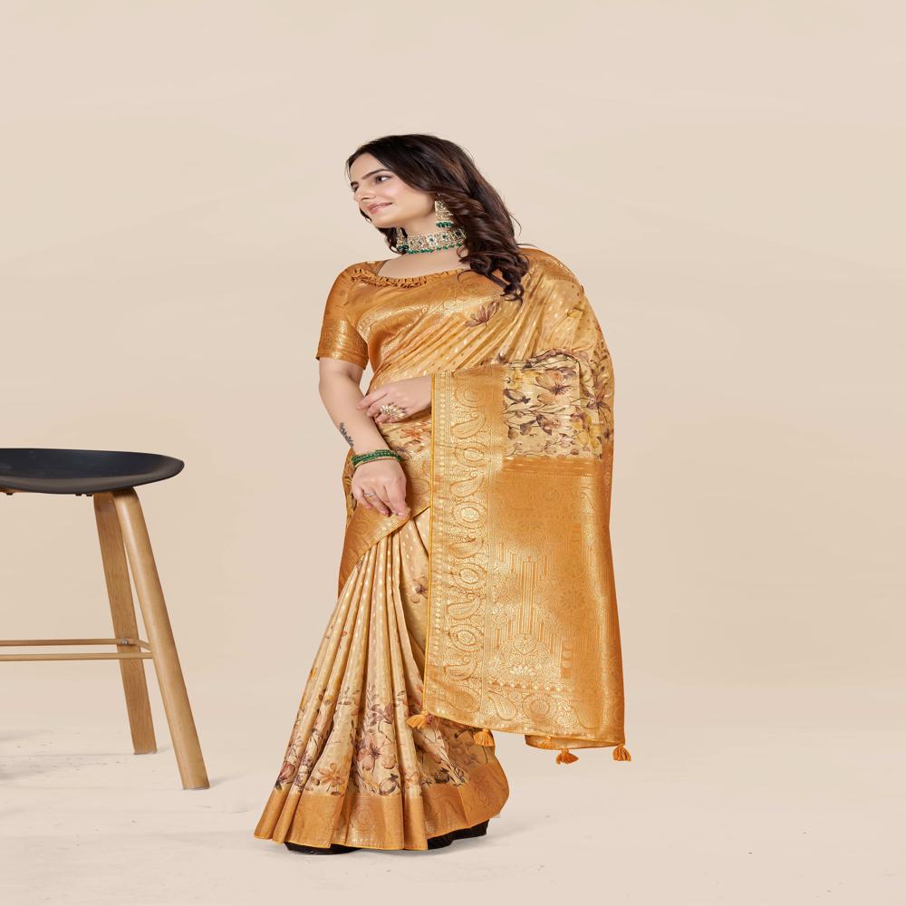 Floral Zari Art Silk Tussar Saree