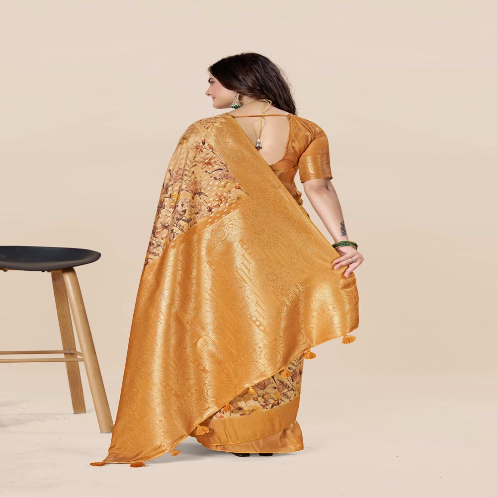 Floral Zari Art Silk Tussar Saree