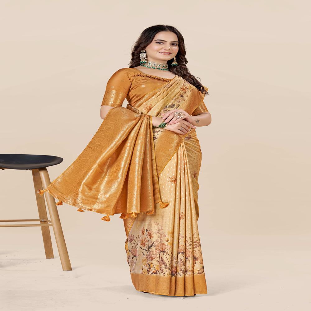 Floral Zari Art Silk Tussar Saree