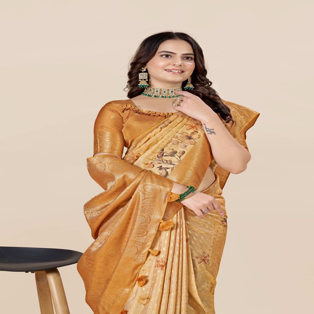 Floral Zari Art Silk Tussar Saree
