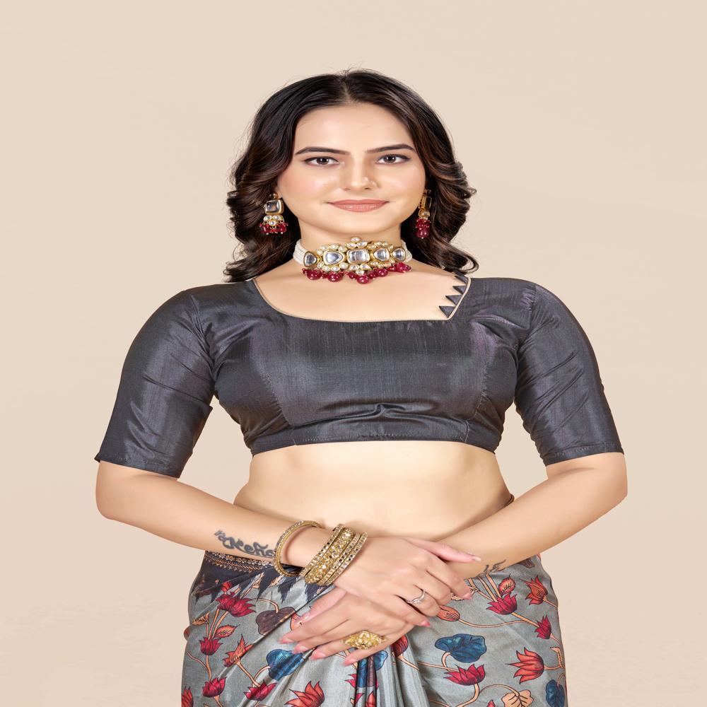 Floral Printed Woven Design Zari Saree