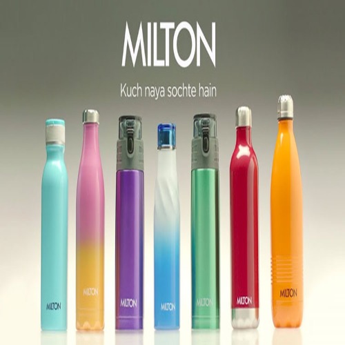 Milton Bottle - Stainless Steel 1.05 Litre, 8.4 X 8.4 X 30 Cms, Black | Double Walled Vacuum Insulated, Inner Copper Coating, Hassle-free Pouring