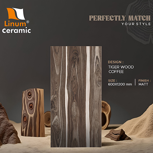600X1200 Mm Tiger Wood Coffee Matt Finish Tile - Feature: Heat Insulation