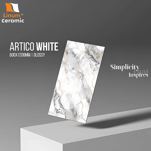 600X1200 Mm Artico White Glossy Finish Tile - Color: Different Available