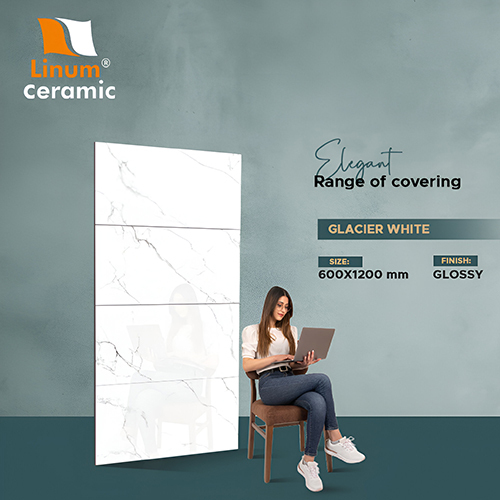 600X1200 Mm Glacier White Glossy Finish Tile - Color: Different Available