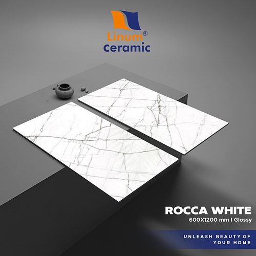 600X1200 Mm Rocca White Glossy Finish Tile - Color: Different Available