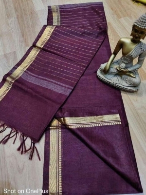 Pure linen silk saree