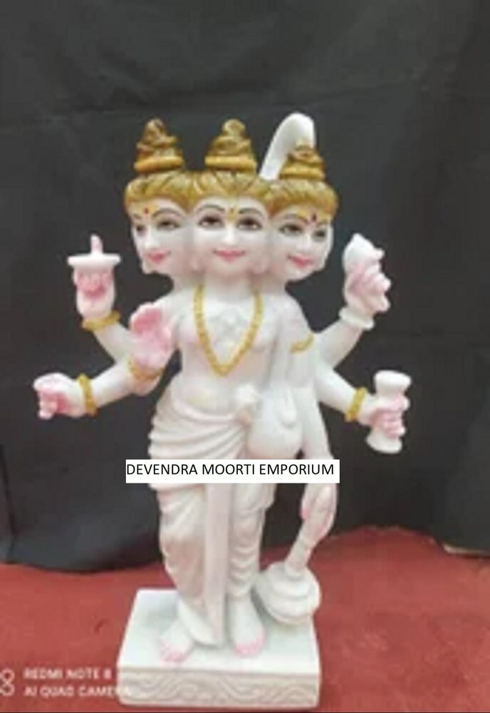 Polished White Marble Dattatreya Idol - Feature: Eco-Friendly