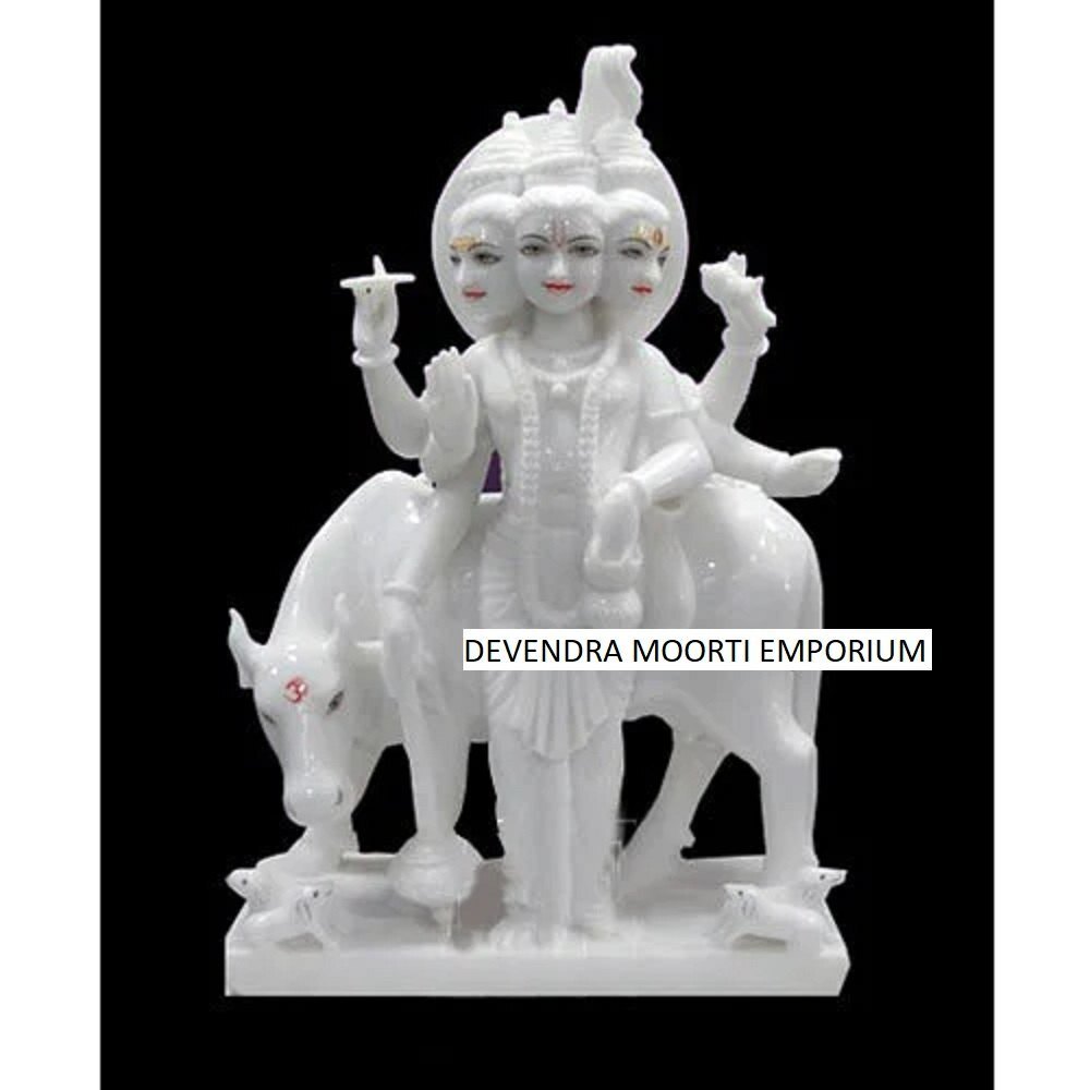 Marble Dattatreya Statues - Color: White