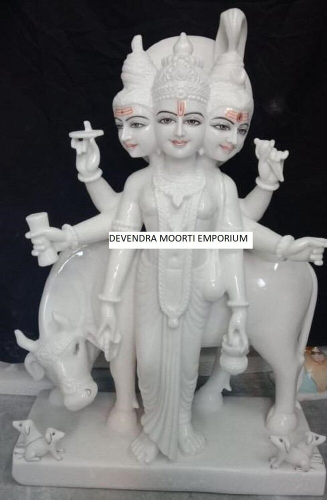 Lord White Marble Dattatreya Statues - Feature: Eco-Friendly
