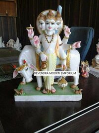 Multicolor Marble Dattatreya Statue - Color: White