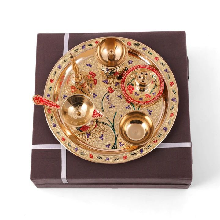 Pooja Thali - Color: Golden / Brass Finish