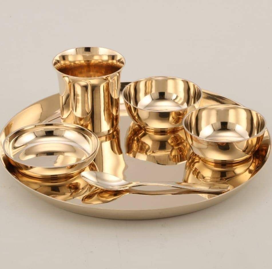 Bronze Bhojan Thali Set - Shape: Round / Traditional