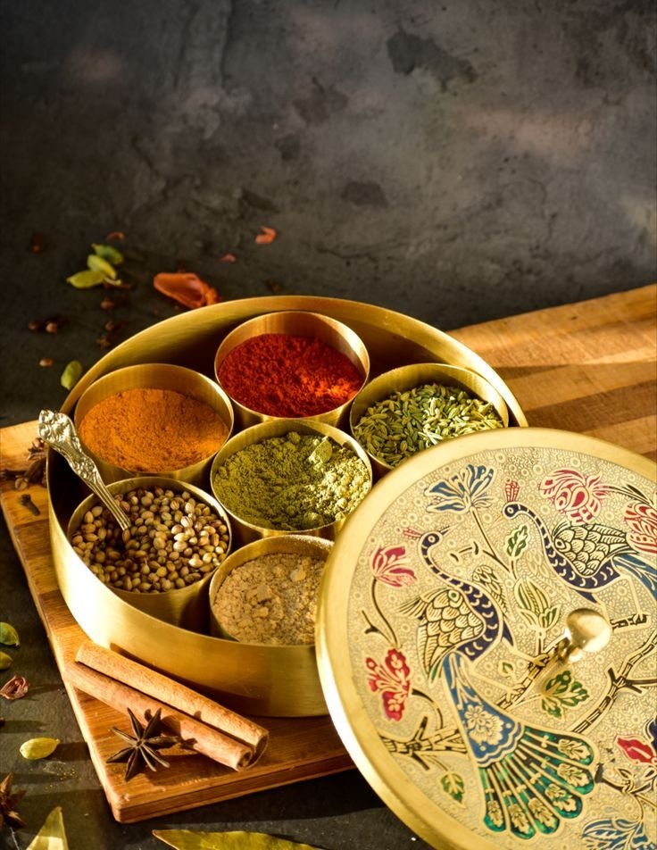 Brass Spice Container - Shape: Round