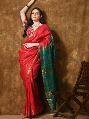 Pure Tussar Ghicha Double Colour - Occasion: Party Wear