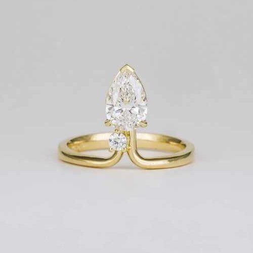 1.06 Ct Elongated Pear Cut Moissanite Engagement Ring - Color: Different Available