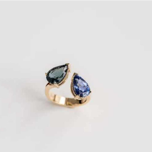 4 Ct Two Pear Cut Moissanite Engagement Ring - Color: Different Available