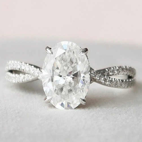 3 Ct Oval Cut Moissanite Engagement Ring - Color: Different Available