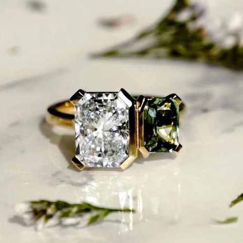 Radiant Cut 4.45 Ct Moissanite Engagement Ring - Color: Different Available