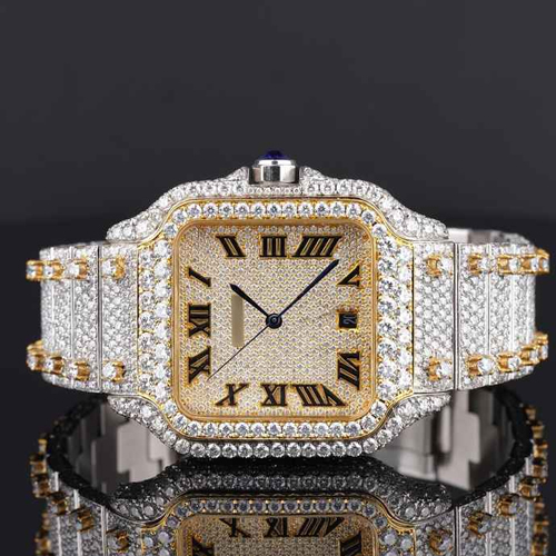 Unisex Fabulous Iced Out Roman Style Moissanite Luxury Watch - Color: Different Available