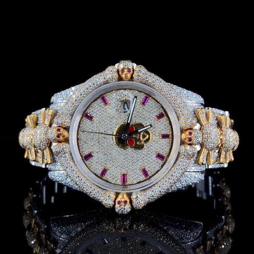 Antique Hip-Hop Diamond Watch With Vvs1 Moissanite Automatic Skull Design - Color: Different Available