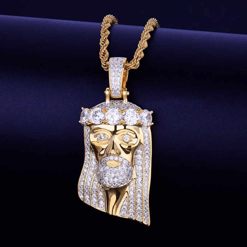 18K Gold .925 Silver Jesus Head Pendant - Color: Different Available