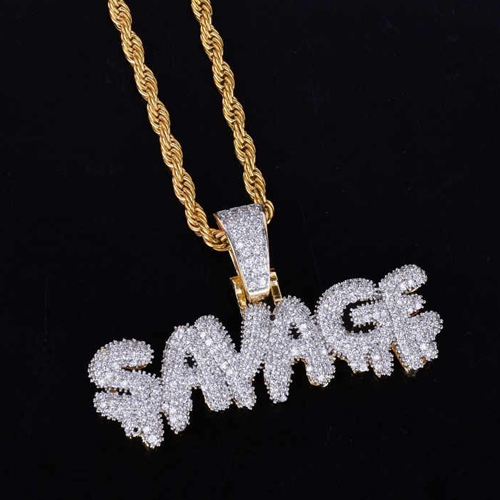 18K Gold Savage Custom Hip Hop Luxury Jewelry Moissanite Pendant And Chain Pendants And Charms - Color: Different Available