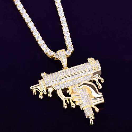 18K Rose Gold .925 Silver Hip Hop Pendant - Color: Different Available