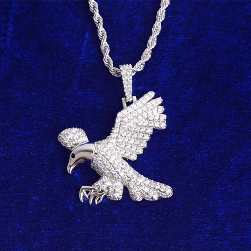 24K Gold & Silver Vvs Diamond Hip Hop Style Soaring Eagle Pendant - Color: Different Available