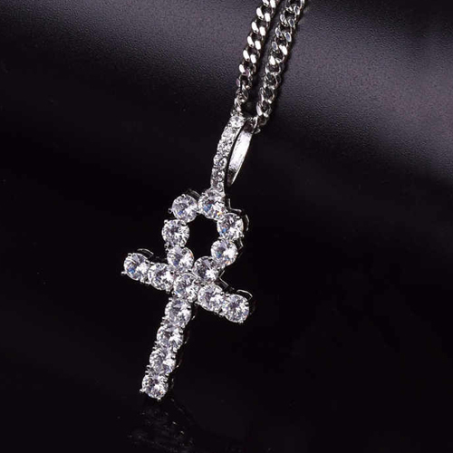 22k Gold Silver Egyptian Ankh Cross Pendant