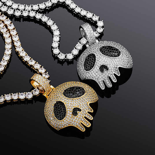 Men'S 14K Gold 925 Silver Moissanite Pendant And Chain Necklace - Color: Different Available