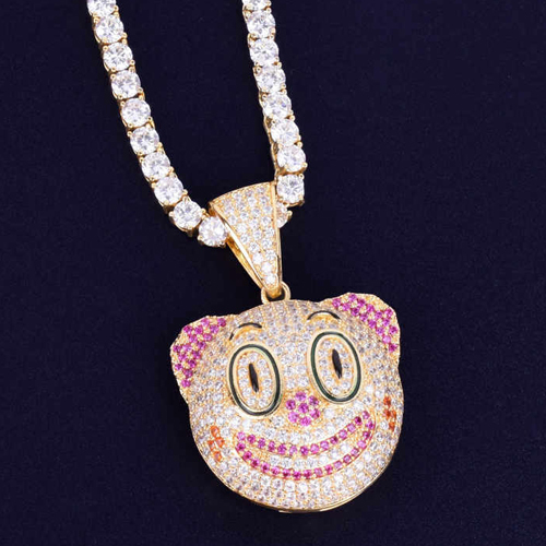 Hip Hop Clown Face Moissanite Pendant And Charm