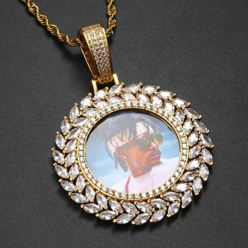 Circle Custom Iced Out Moissanite Pendant Necklace - Color: Different Available