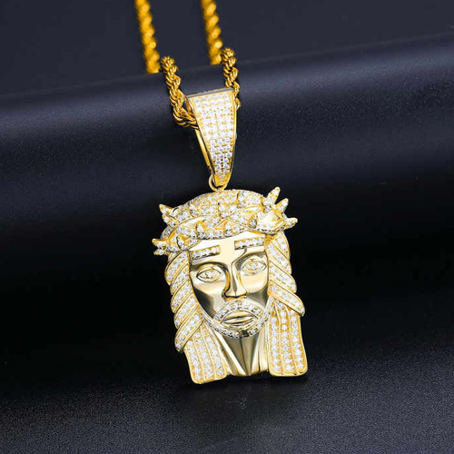 925 Sterling Silver Moissanite Diamond Iced Out Jesus Face Pendant - Color: Different Available