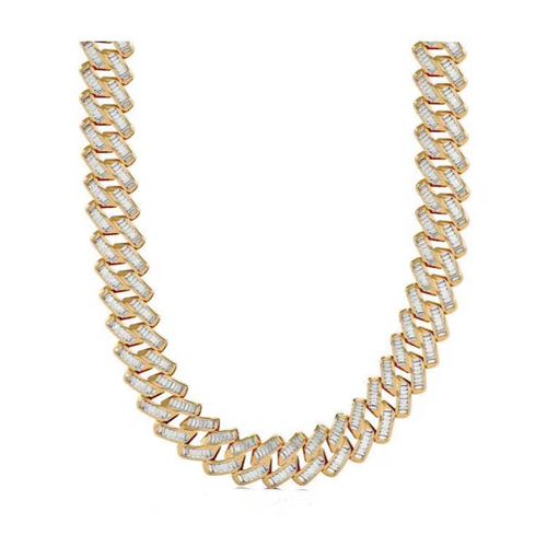 Luxury High Quality Baguette Raised Cuban Chain