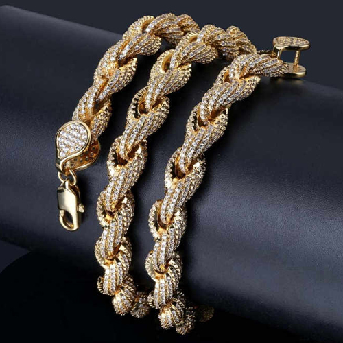 18k Gold And Silver Luxury Custom 8mm Rope Chain - Color: Different Available