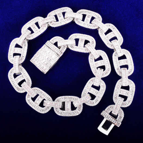 24K Gold 925 Silver 18Mm Flooded Ice Cuban Link Chain - Color: Different Available